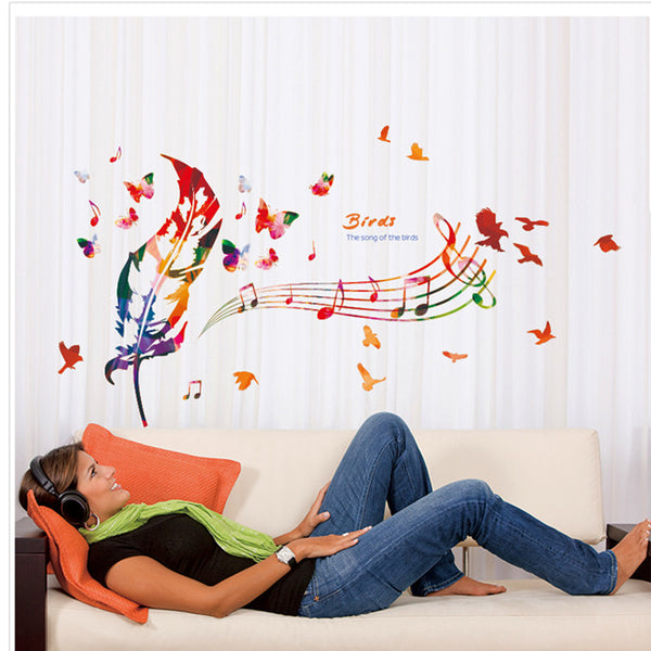 Feather Musical Note Vinyl Wall Art Decal