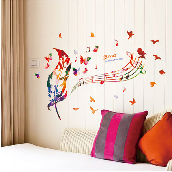 Feather Musical Note Vinyl Wall Art Decal