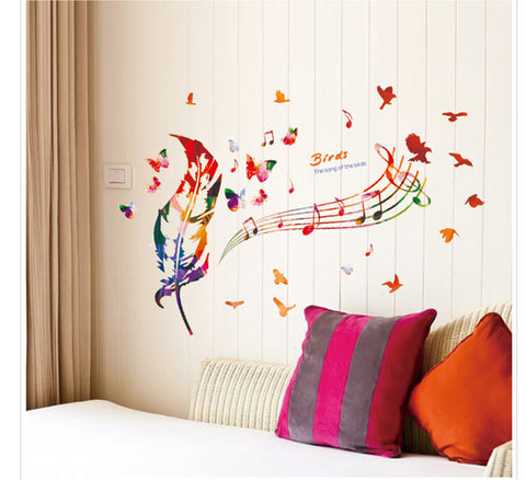 Feather Musical Note Vinyl Wall Art Decal