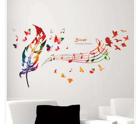 Feather Musical Note Vinyl Wall Art Decal