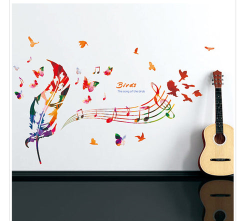 Feather Musical Note Vinyl Wall Art Decal