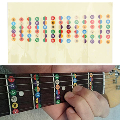 Coded Note Strips Sticker For Guitar Training