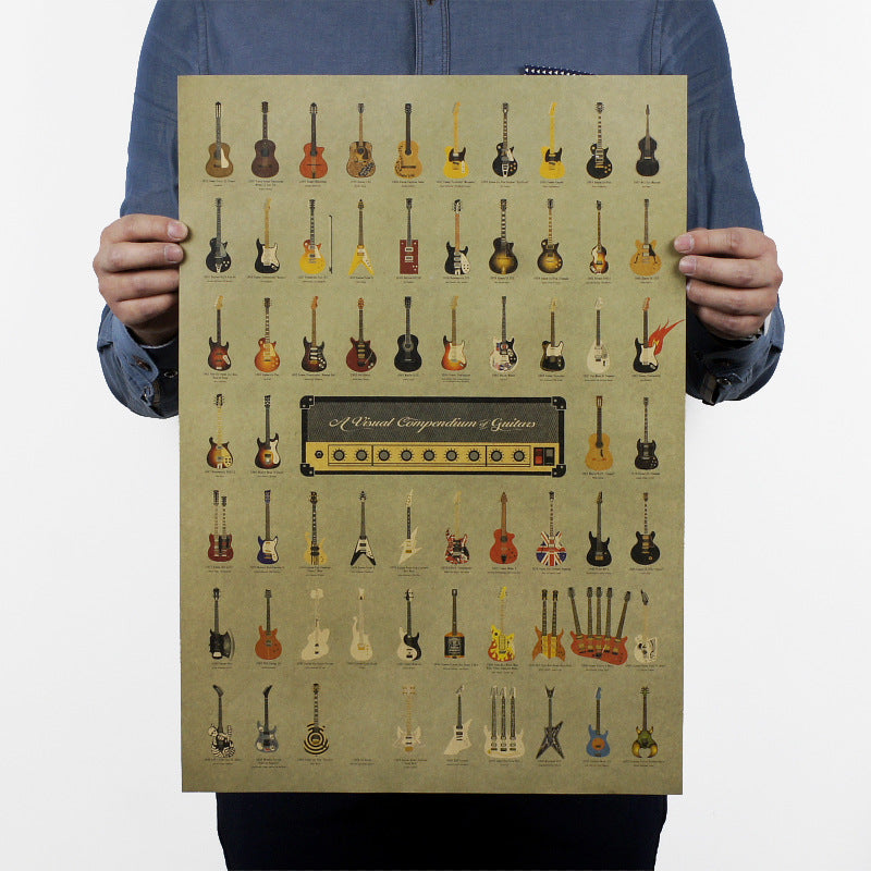 Vintage style Guitar Music Kraft Paper Poster