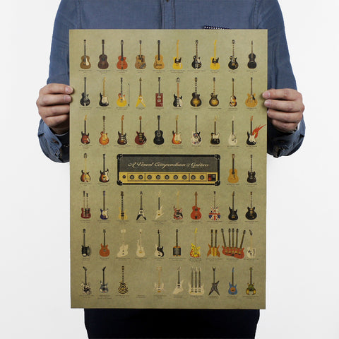 Vintage style Guitar Music Kraft Paper Poster