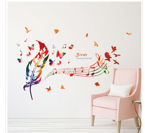 Feather Musical Note Vinyl Wall Art Decal